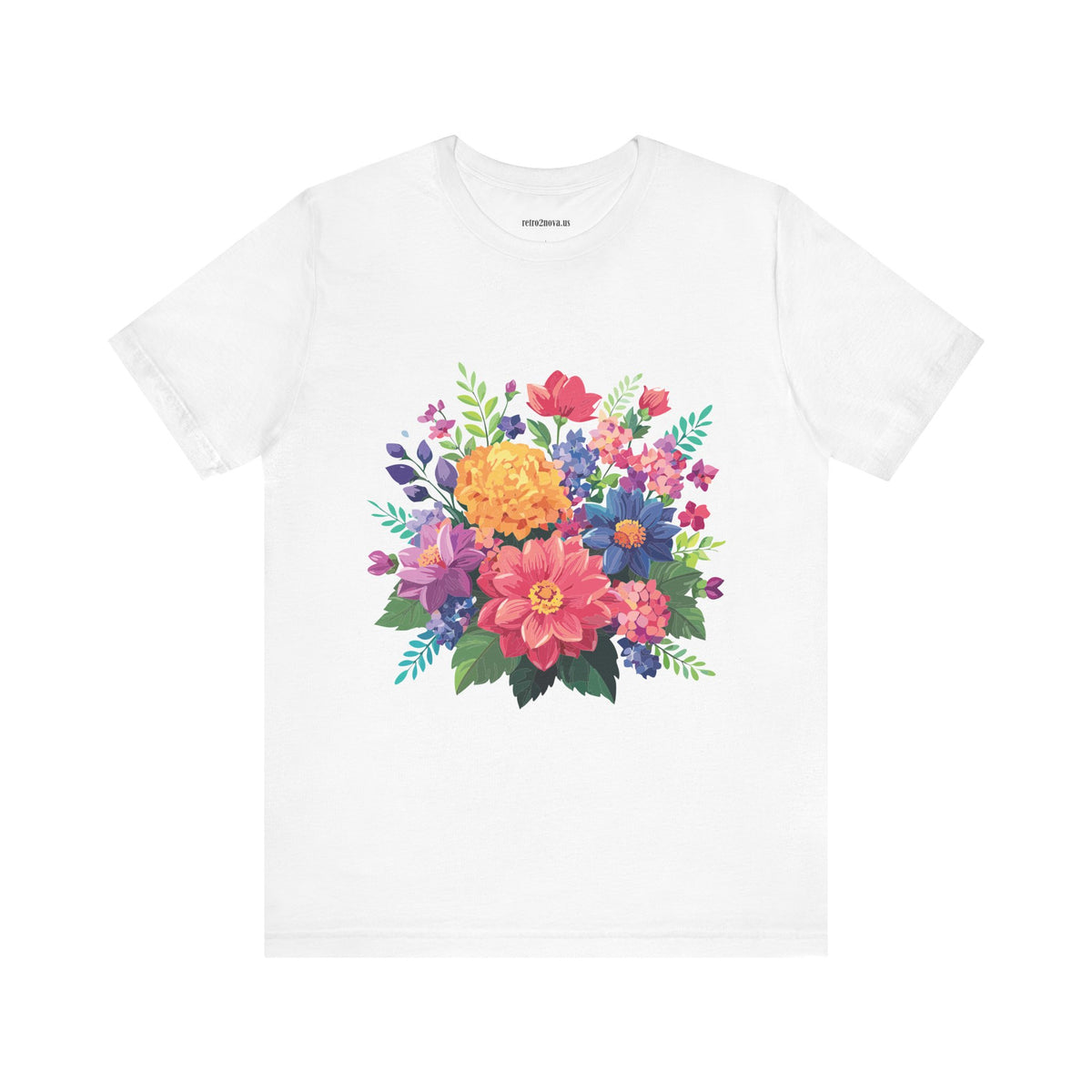 Floral Graphic Unisex Cotton Bella+Canvas Tee with Flowers Design ab17