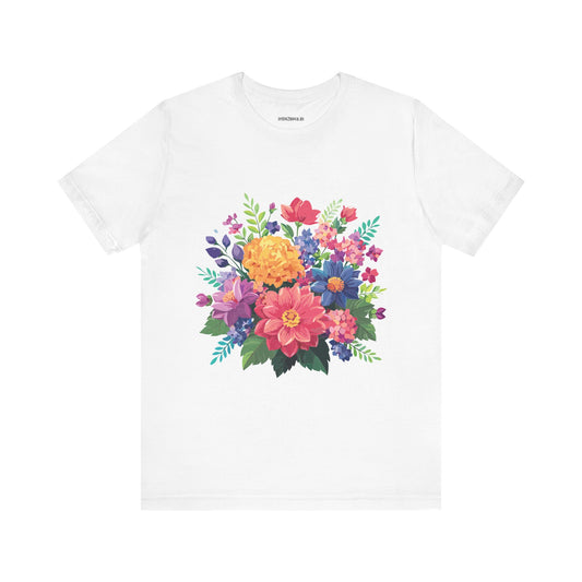 Floral Graphic Unisex Cotton Bella+Canvas Tee with Flowers Design ab17