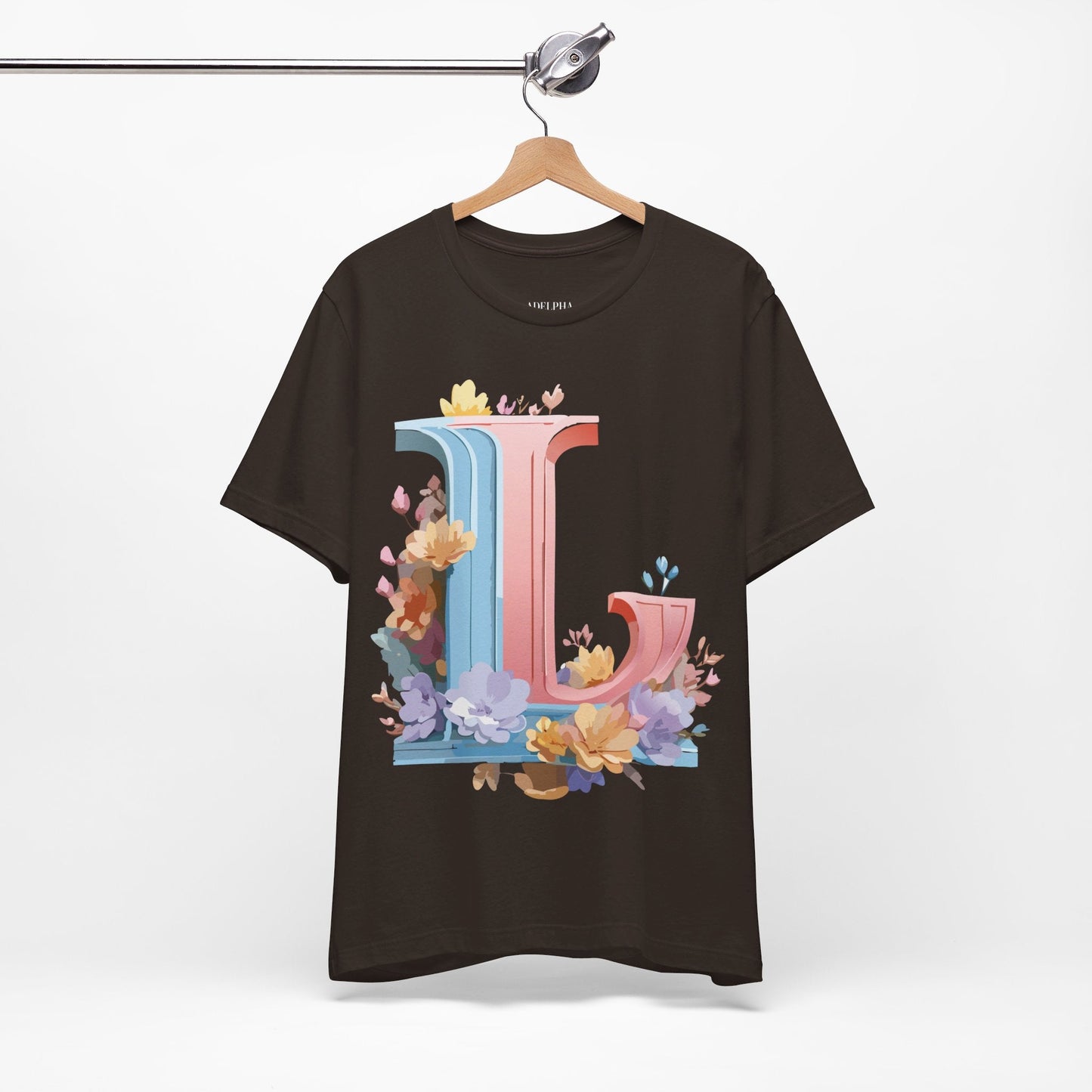Letter L Shirt Graphic T Shirt Unisex Short Sleeve Vintage Inspired Artwork By Adelpha