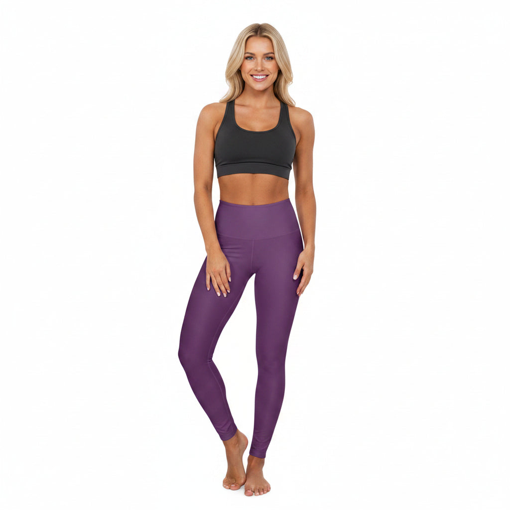 Velvet Purple Color High-Waist Yoga Leggings Women's Seamless Poly-Span Stretchy Pants XS-2XL