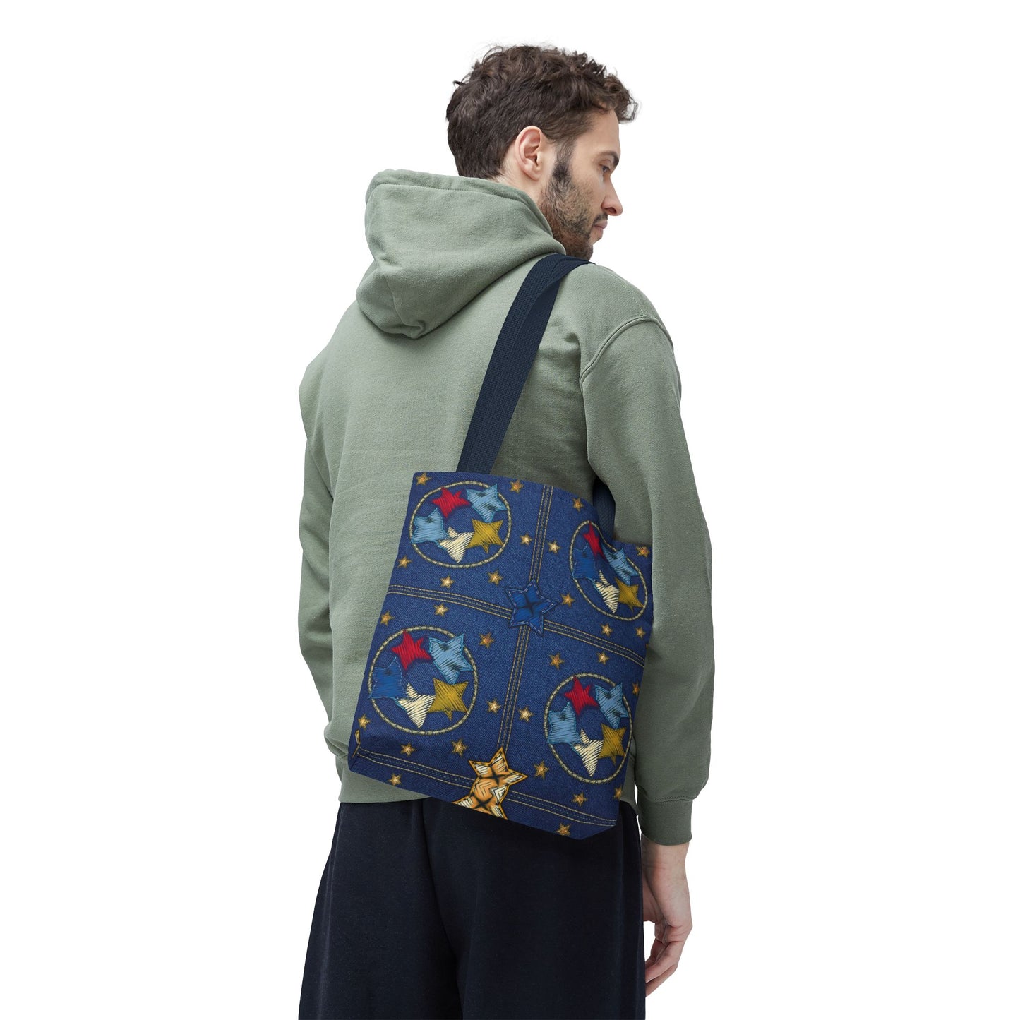 Denim Fabric Imitation Print Unisex Canvas Bag Poly Spun 3 Sizes Tote Bag 181-2