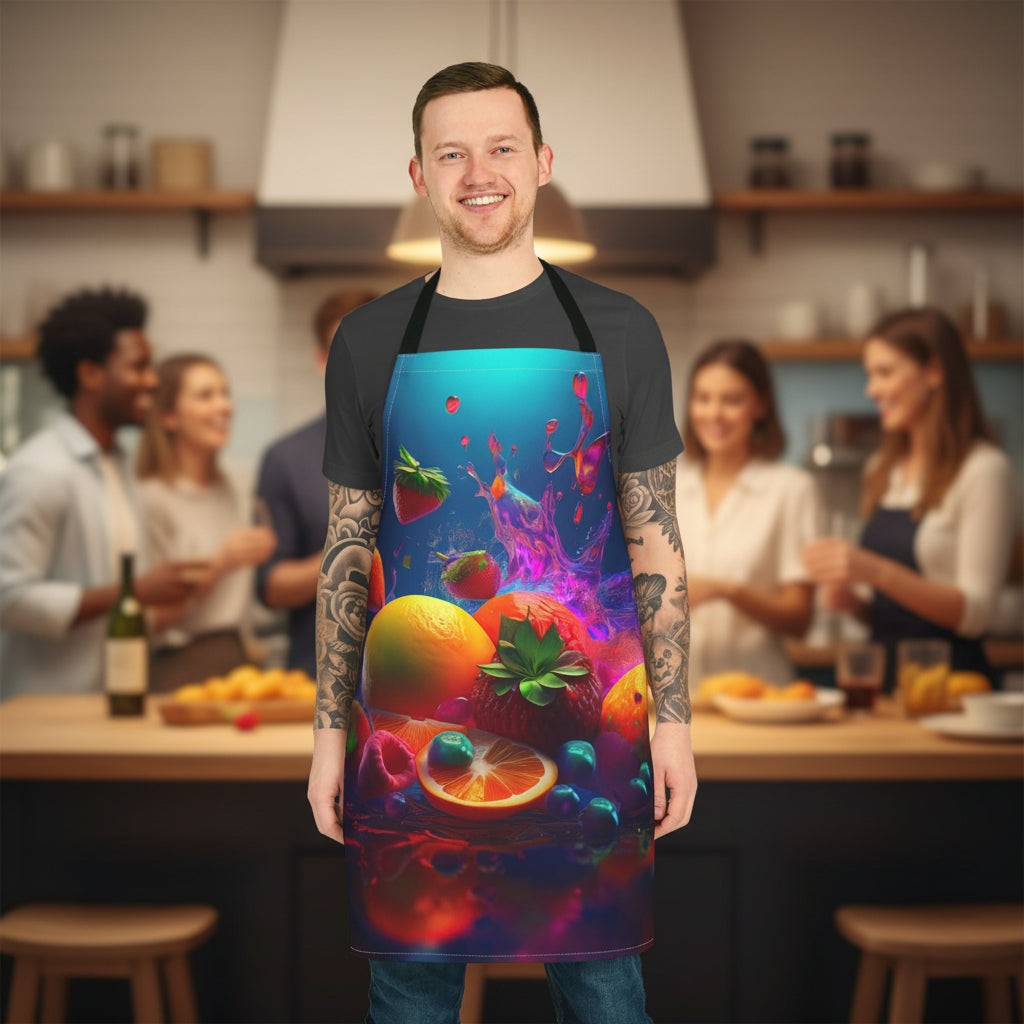 Vibrant Fruit Splash Apron Stain-resistant 31.5 x 25.6 | Art Print Canvas Apron 3