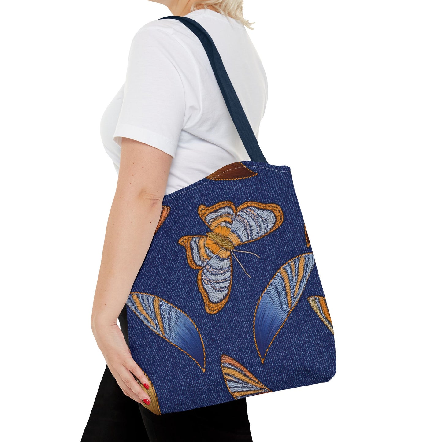 Denim Fabric Imitation Print Unisex Canvas Bag Poly Spun 3 Sizes Tote Bag 173