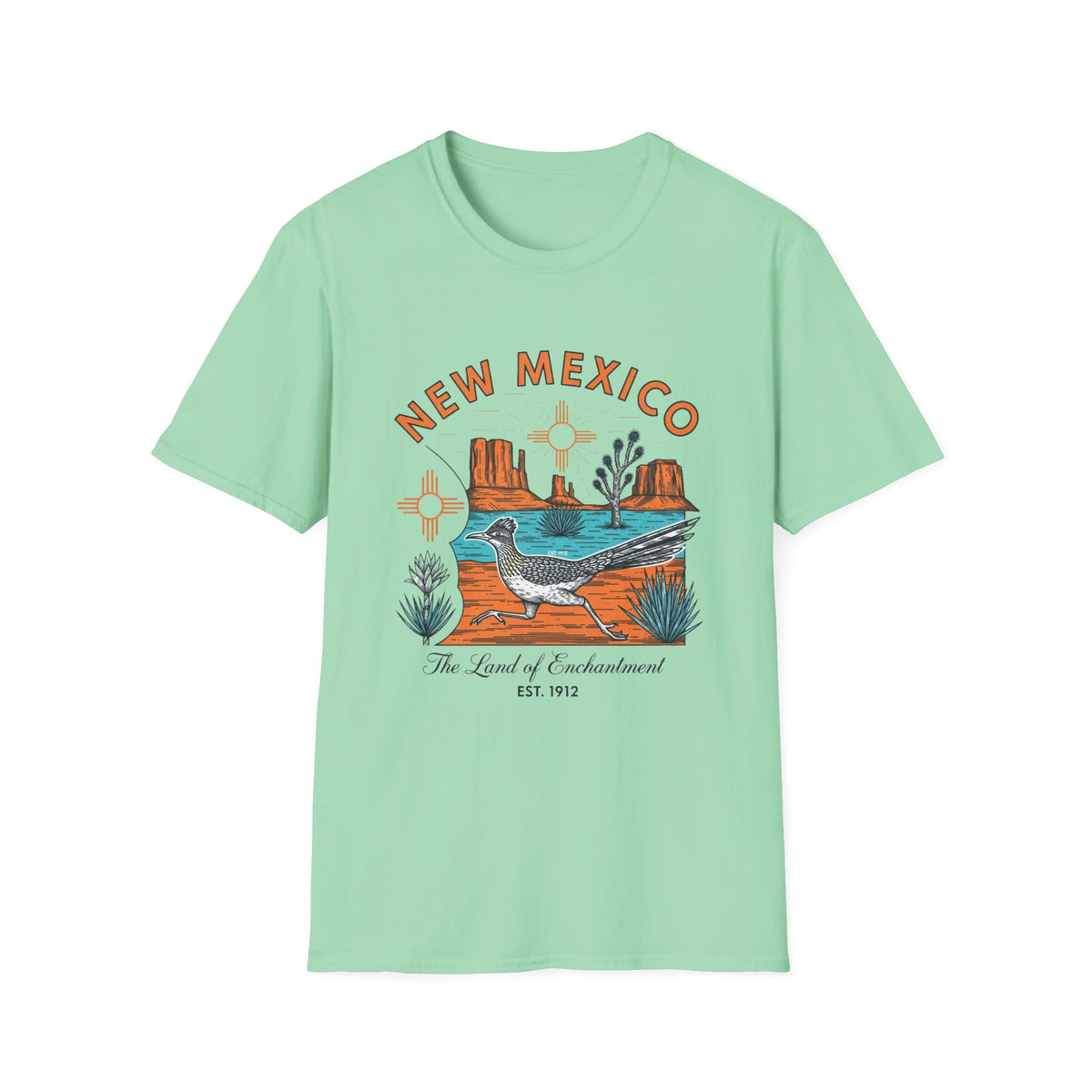 New Mexico Desertscape T-Shirt — The Land of Enchantment Travel Tourist Graphic Design Unisex 100 Cotton Gildan T-Shirt