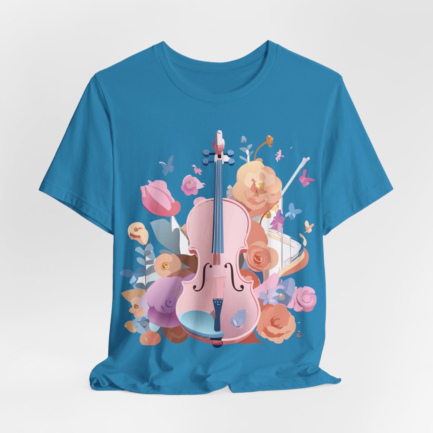 Music Graphic Unisex 100 Cotton Vintage Art with Musical Elements Tee 9