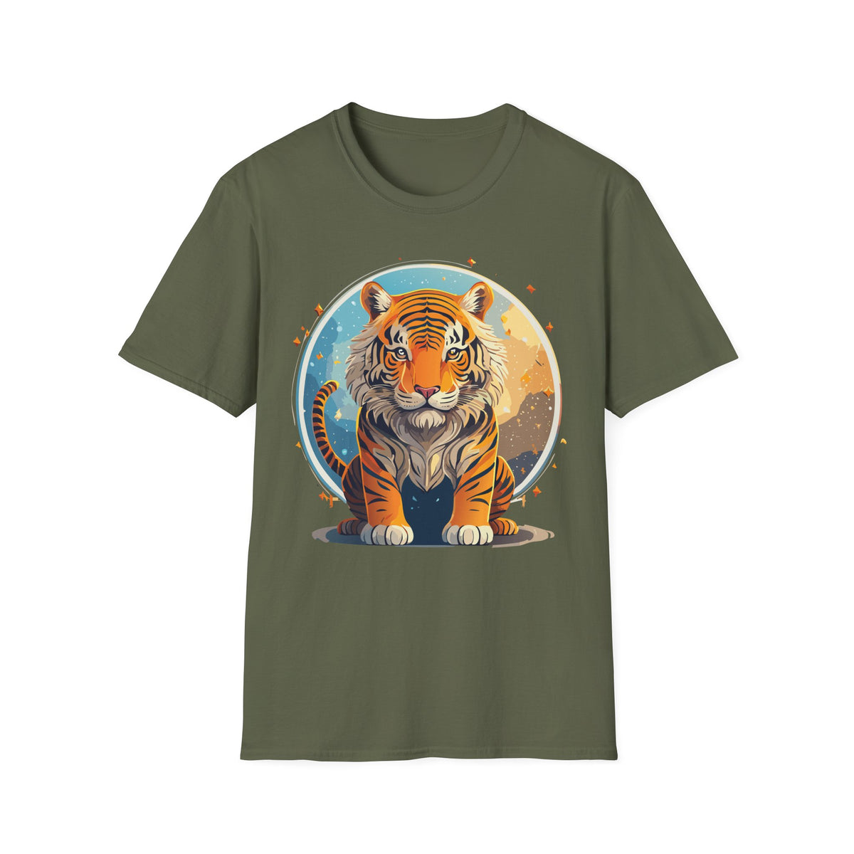 Vintage Tiger Illustration T-Shirt | Retro Sunset Tiger Print