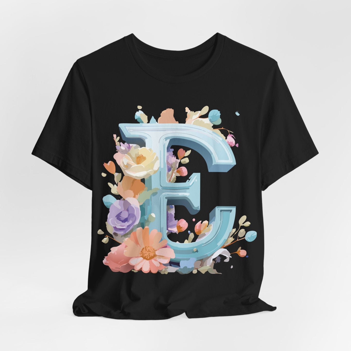 Letter E Graphic Tee Unisex Vintage Inspired Art Design Adelpha Short Sleeve Shirt