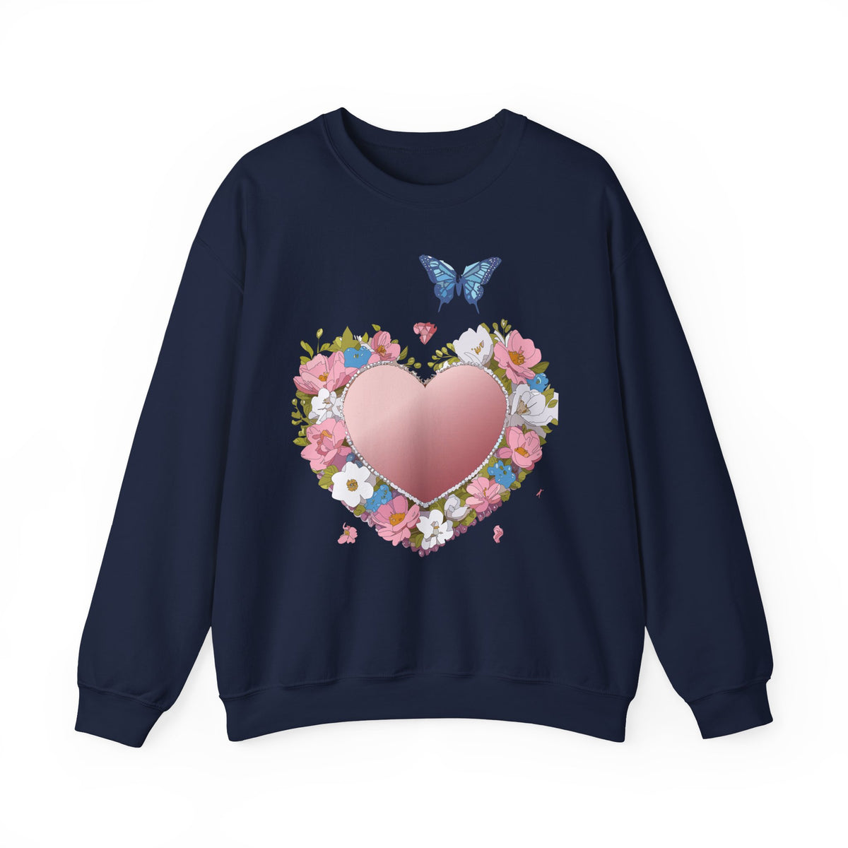 Floral Heart Love Graphic Valentine's Day Sweatshirt Unisex 50/50 Cotton-Poly Sweatshirt w30