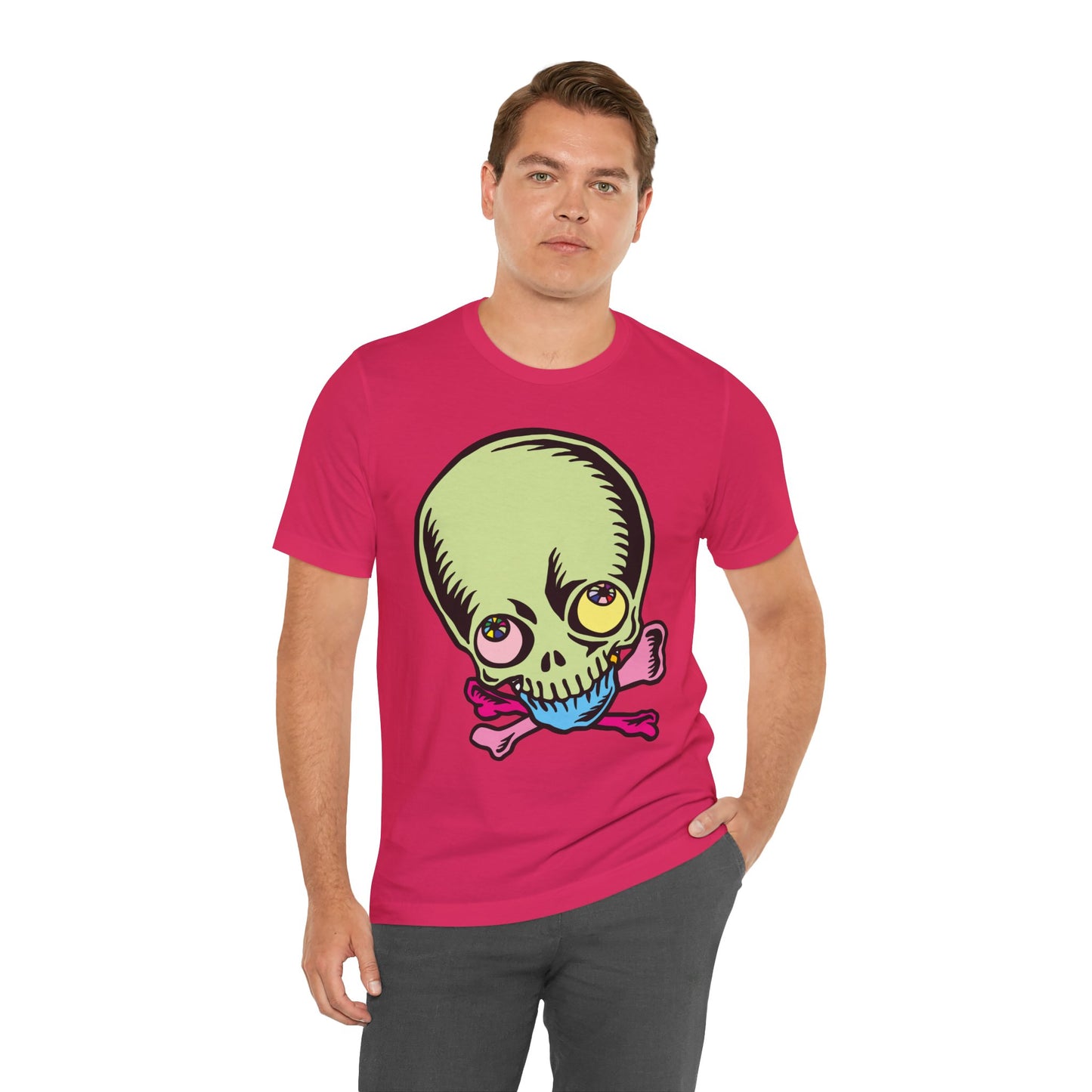 Lt Green Skull Graphic Design Tee, Skull Shirt, Vintage Tees, Art Design T-Shirt, Vintage Graphic Tee, Art Shirts with Skulls