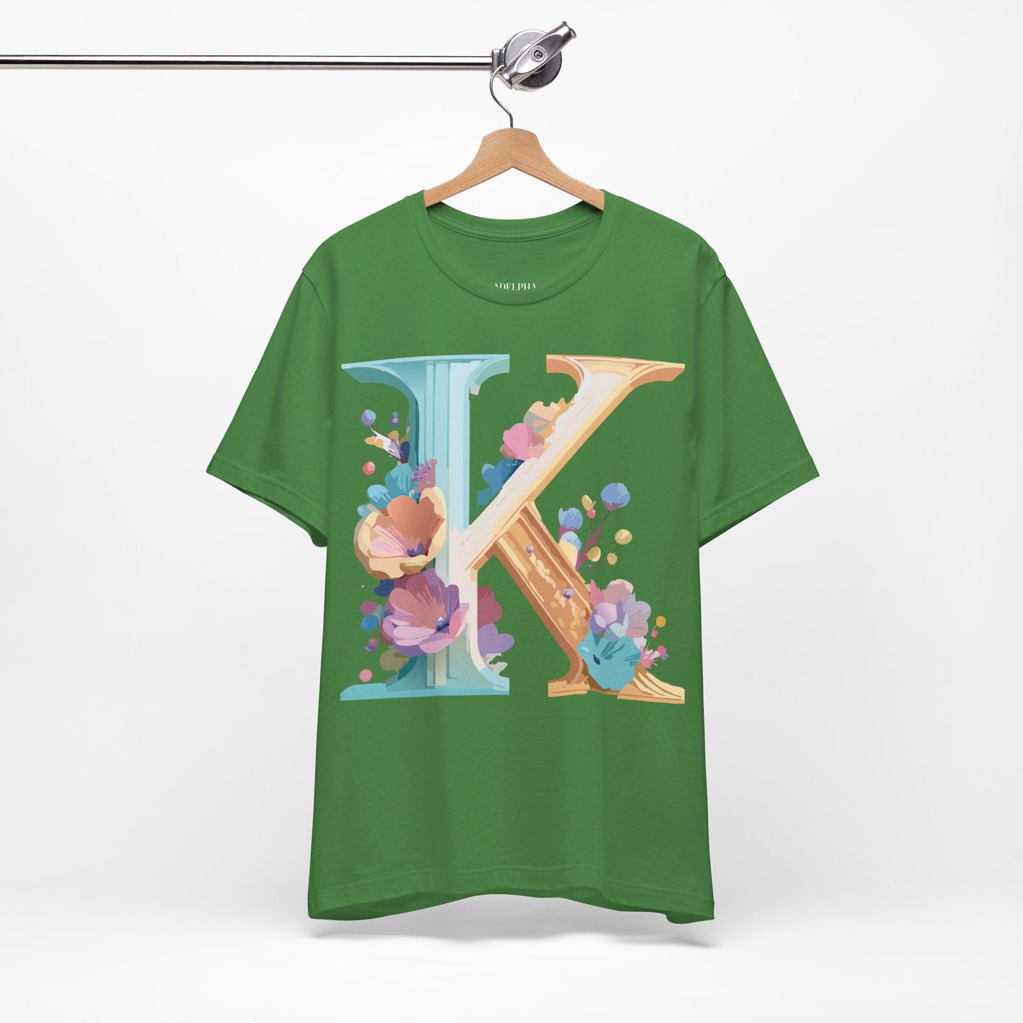 Letter K Shirt Graphic Tee Unisex Vintage Inspired Adelpha Art Design Tee Premium Soft Cotton