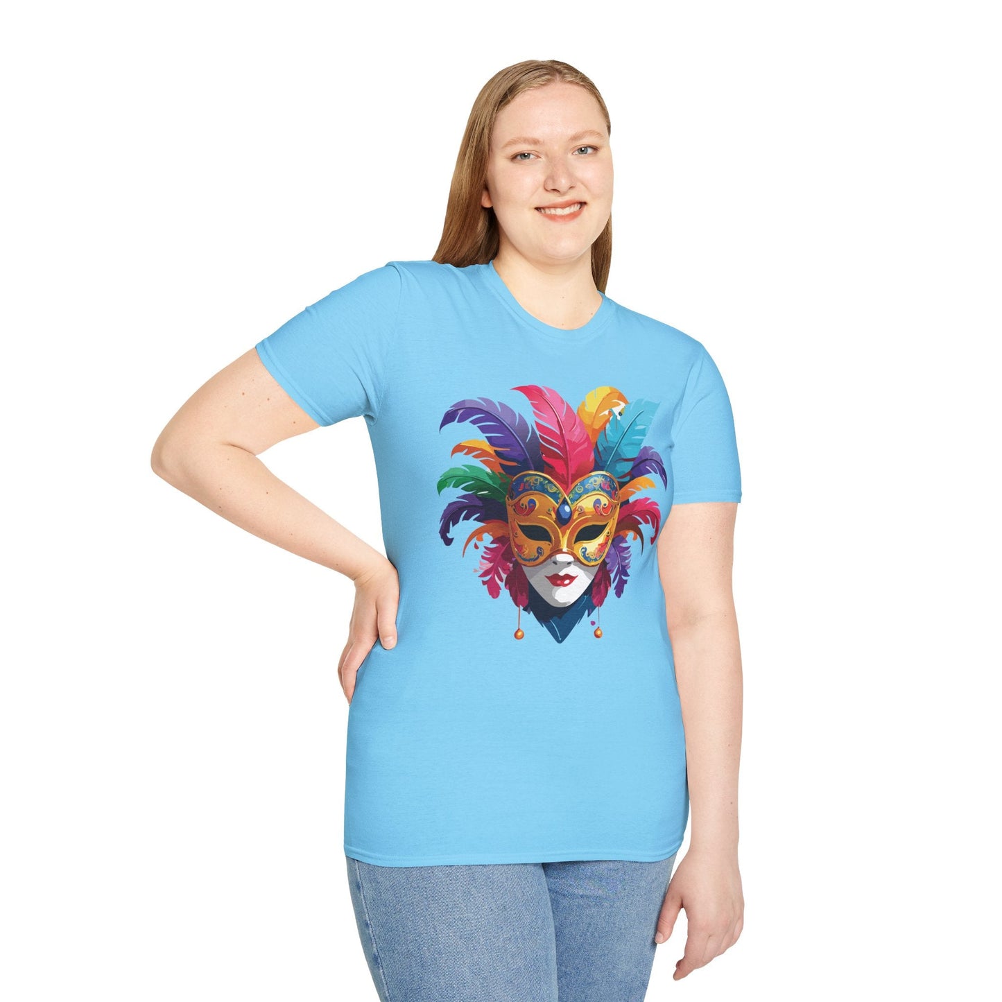 Unisex Mask Tee Shirt Gildan Softstyle 64000 Lightweight Comfortable Masquerade Design Tee