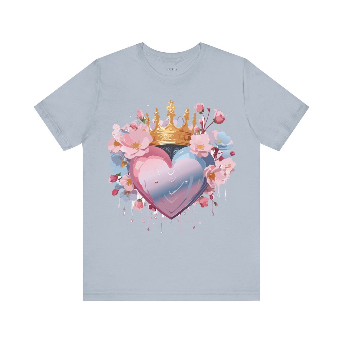 Valentine's Day Graphic Unisex Cotton Bella+Canvas Tee with Floral Art Design d131