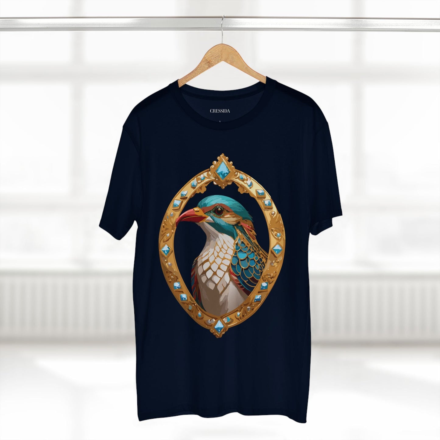Bird Graphic Unisex 100 Cotton Tee With Unique Animal Golden Medallion Art Design 22