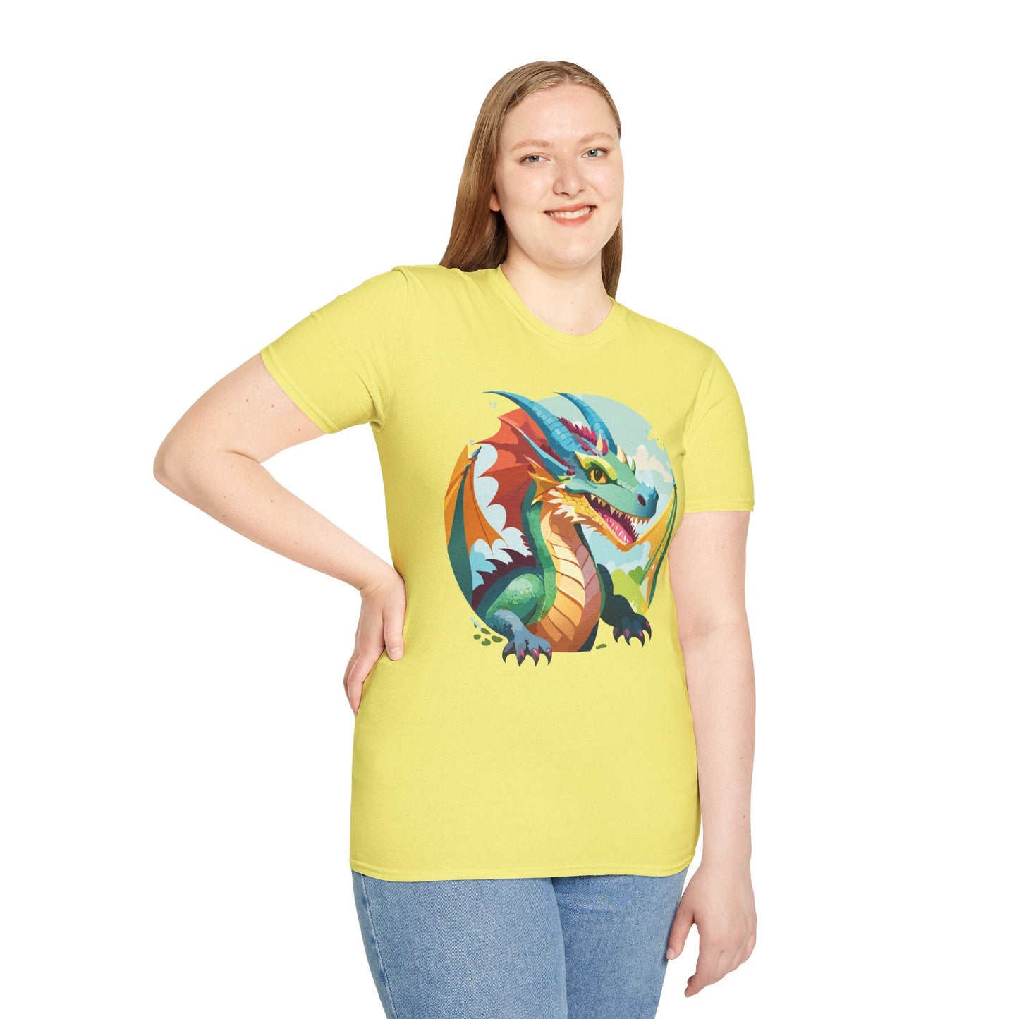 Unisex Dragon Graphic Tee By Gildan Softstyle 64000 Short Sleeve Cotton Tee Art Design