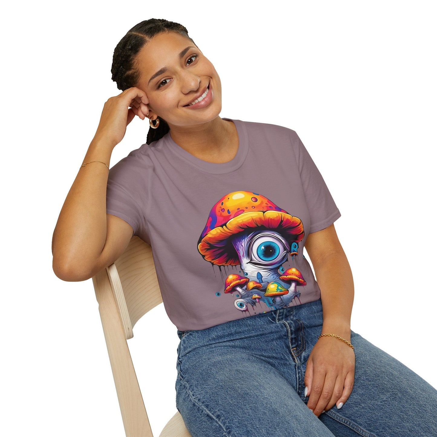 Funny Mashroom Graphic Unisex Softstyle Cotton With Cartoon Illustration Design 23