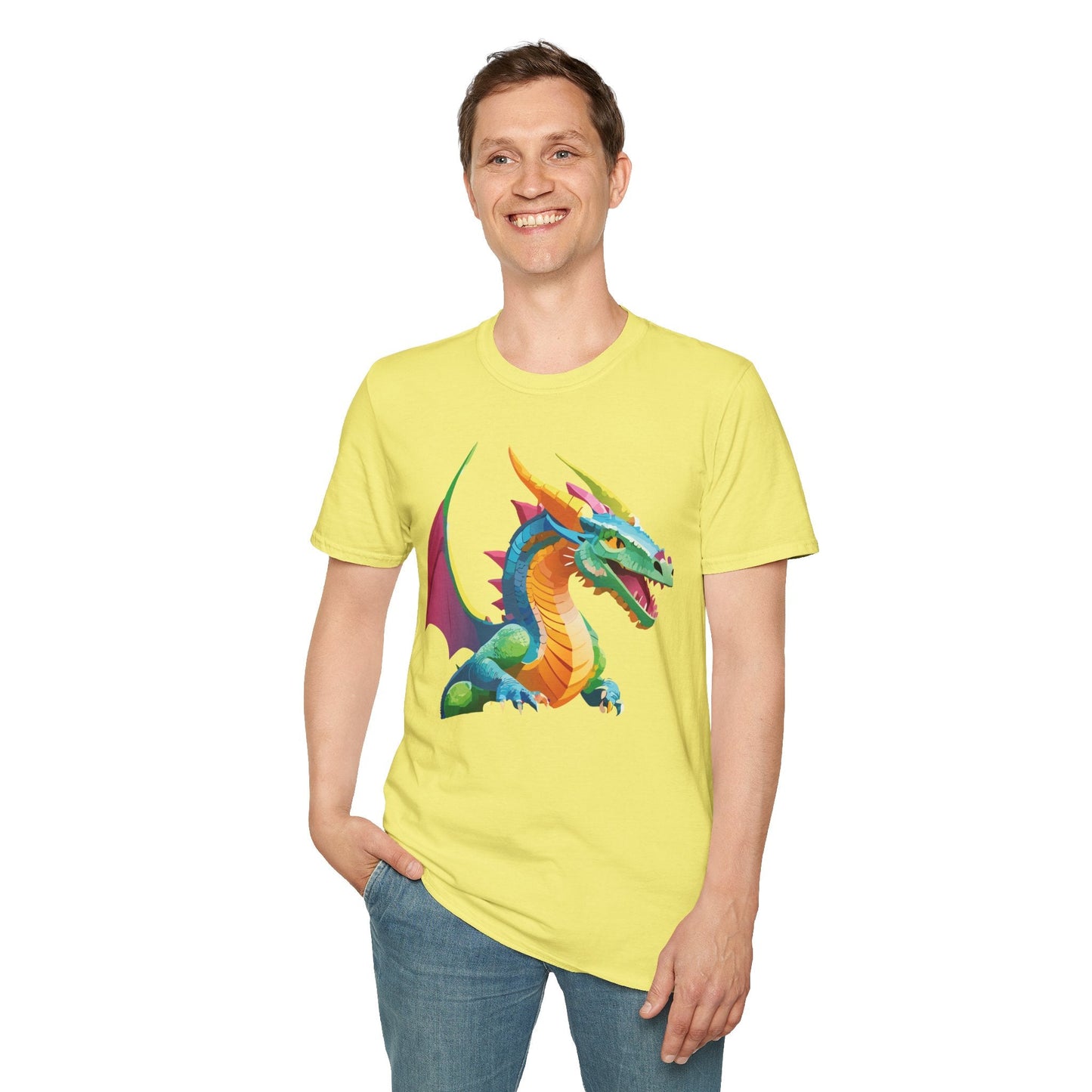 Unisex Dragon Graphic Tee Softstyle Short Sleeve T Shirt Made From Ring Spun Cotton