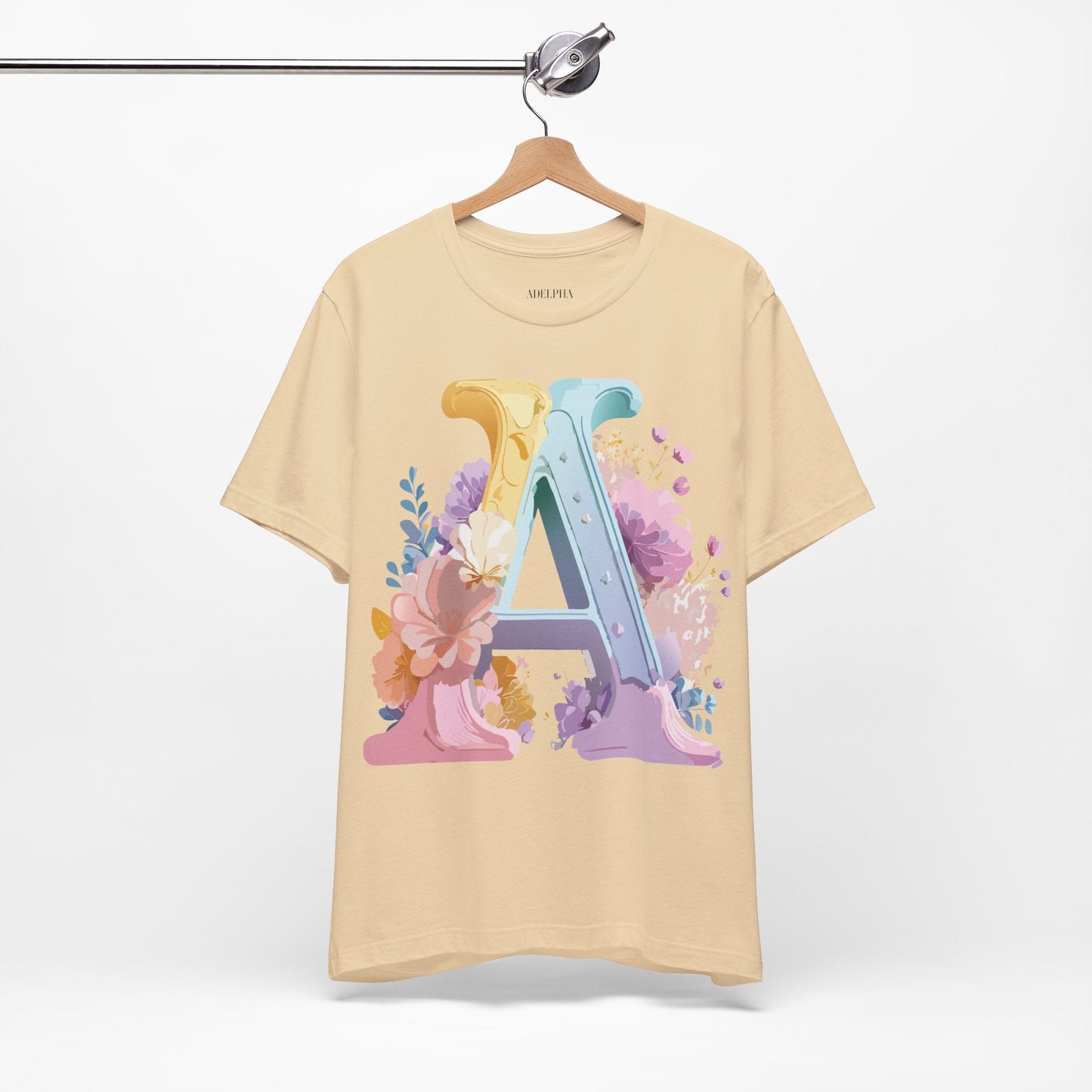 Letter A Graphic Tee Unisex Short Sleeve Shirt Vintage Inspired Artwork By Adelpha