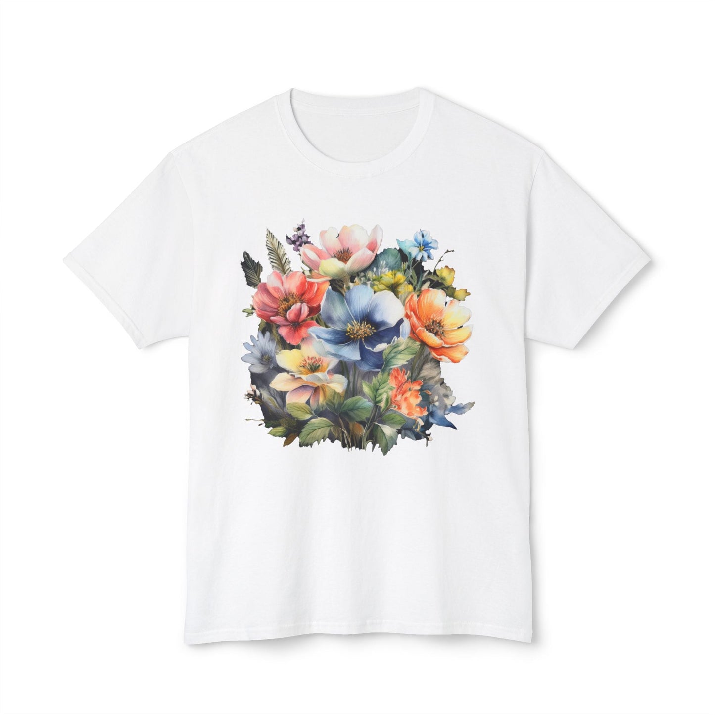 Unisex Floral T Shirt With Vintage Flower Art Print Premium Cotton Tee Soft Breathable Everyday Wear