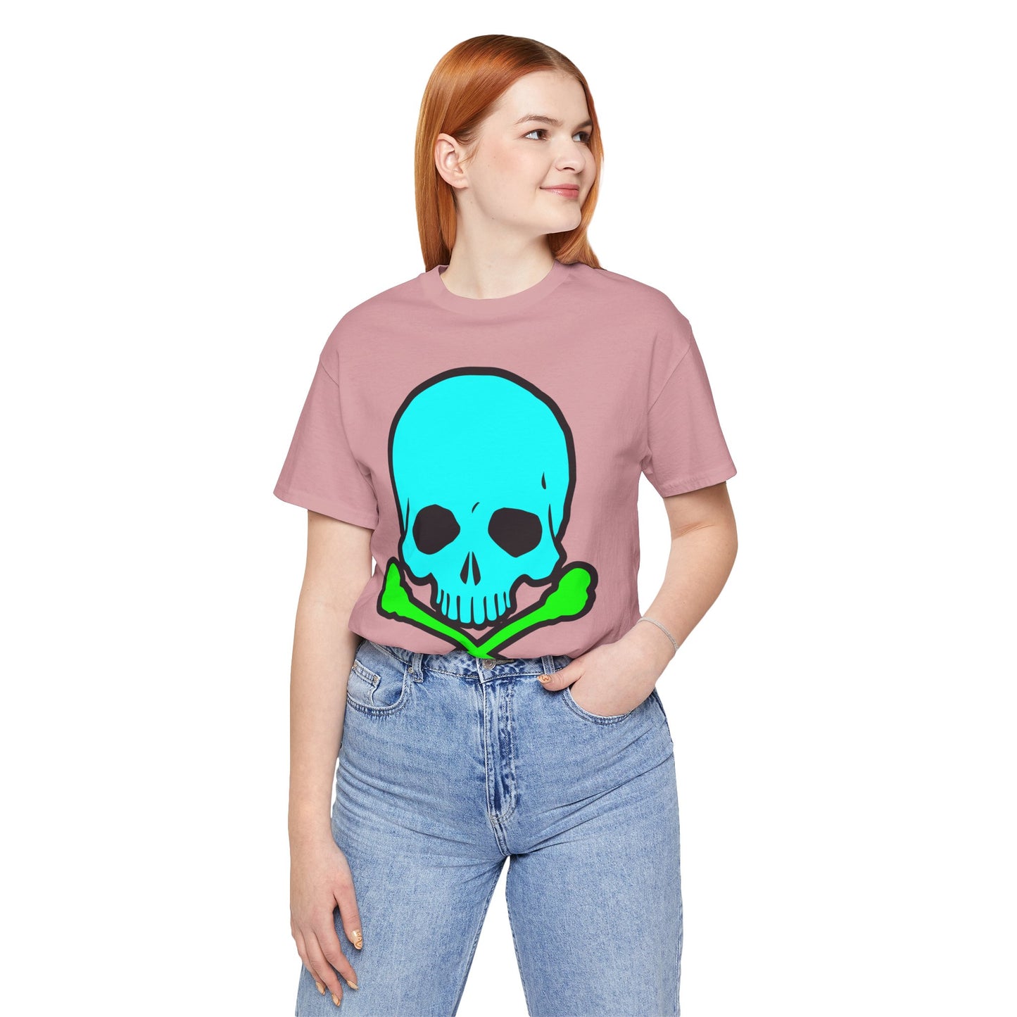 Blue Skull Graphic Design Tee, Skull Shirt, Vintage Tees, Art Design T-Shirt, Vintage Graphic Tee, Art Shirts with Skulls