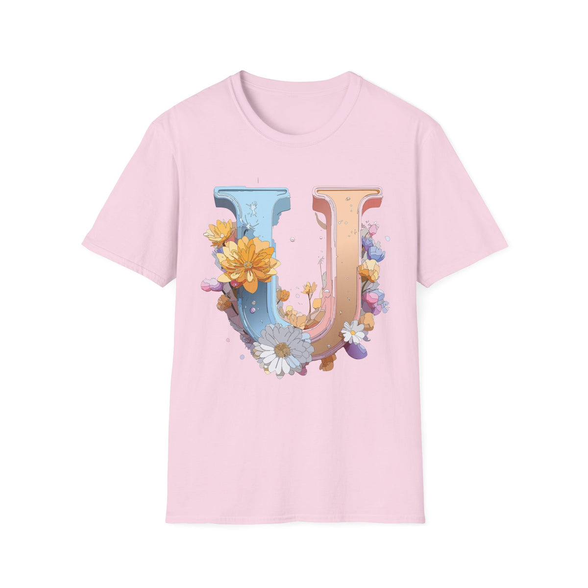 Floral Letter U T-Shirt | Botanical Monogram Tee