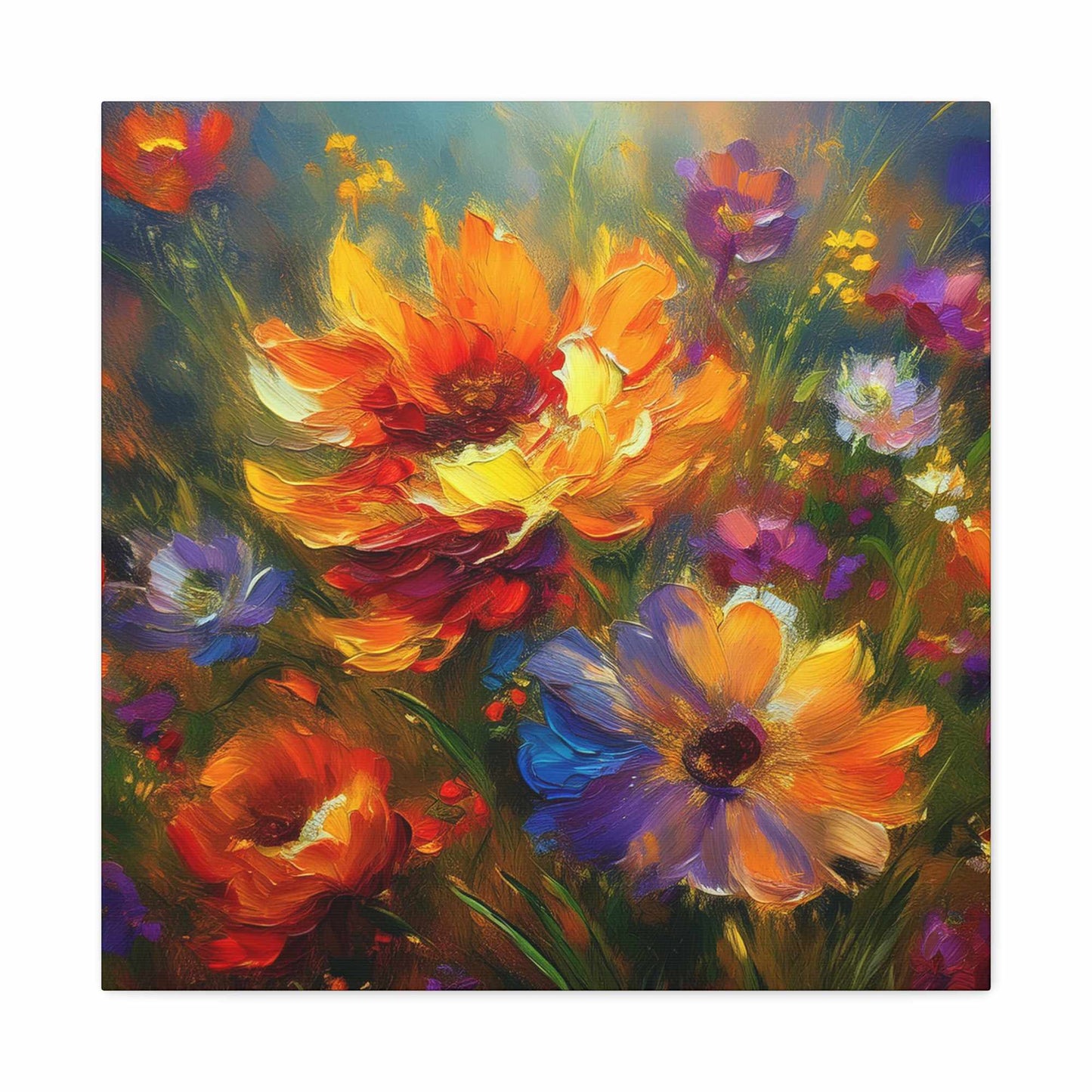 Flowers Print Canvas, Floral Oil Paint Print 20x20, 24x24, 30x30, 32x32, 36x36, Floral Art Design Print Non-Frame MC-15