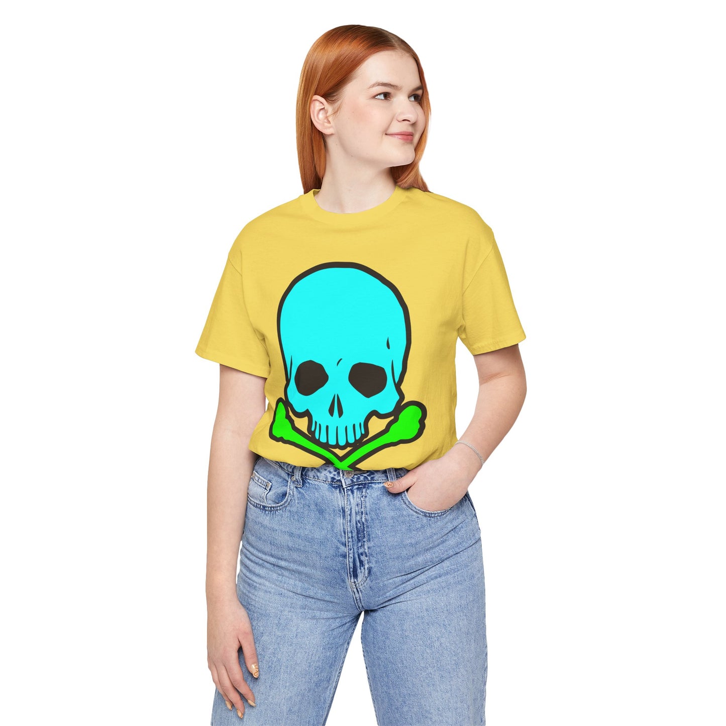 Blue Skull Graphic Design Tee, Skull Shirt, Vintage Tees, Art Design T-Shirt, Vintage Graphic Tee, Art Shirts with Skulls