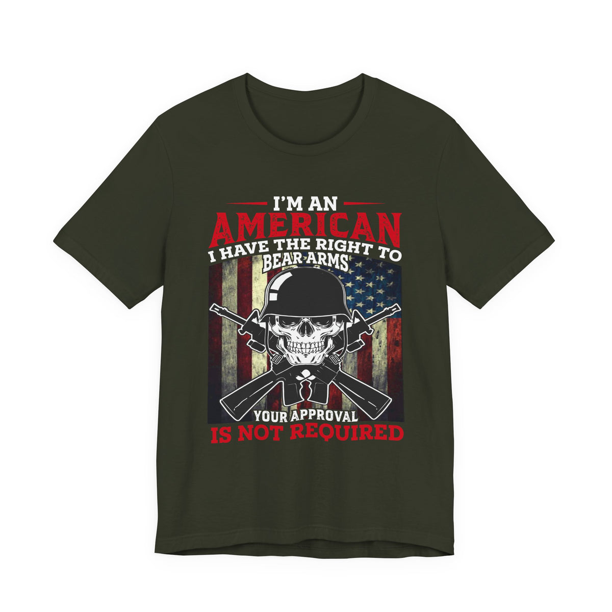 American Skull with Guns T-Shirt 2nd Amendment Flag Unisex Cotton Tee v29