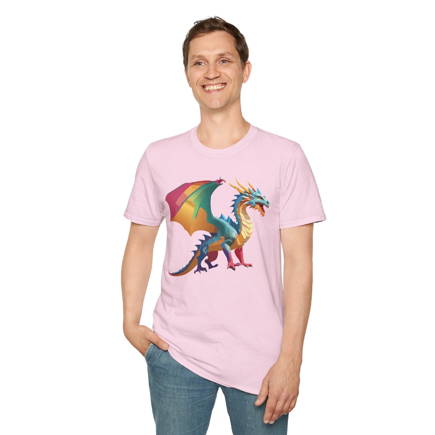 Dragon Graphic Unisex Cotton Softstyle Art Design Tee With Animals 17
