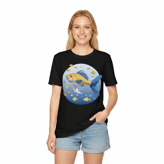 Fish Art Graphic Tee Shirt For Men And Women Unisex Cotton Softstyle Tee With Fish Artwork Design