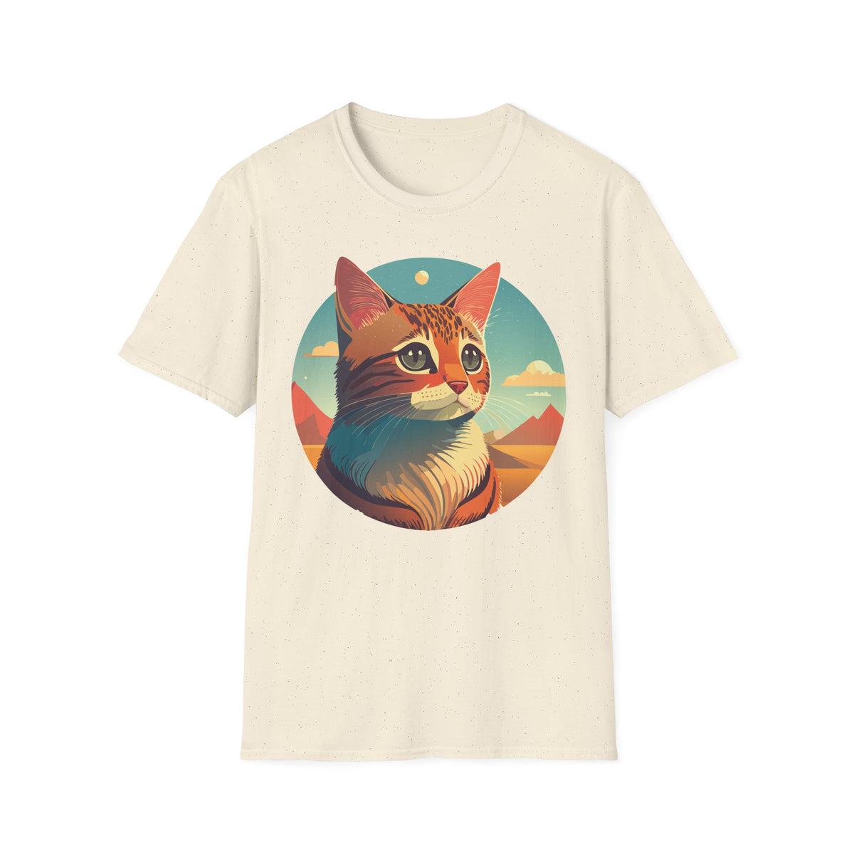 Retro Sunset Cat T-Shirt | Scenic Cat Portrait Tee
