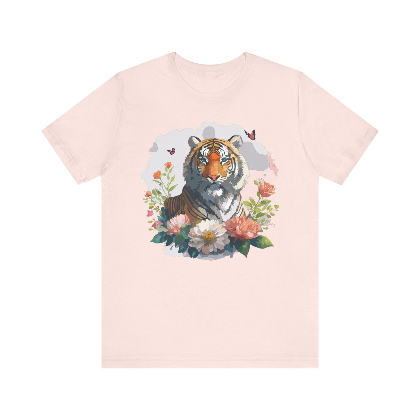 Floral Tiger Graphic Tee, Animal Shirt, Tiger Shirt, Flower Top, T-Shirt with Animal, Art Design