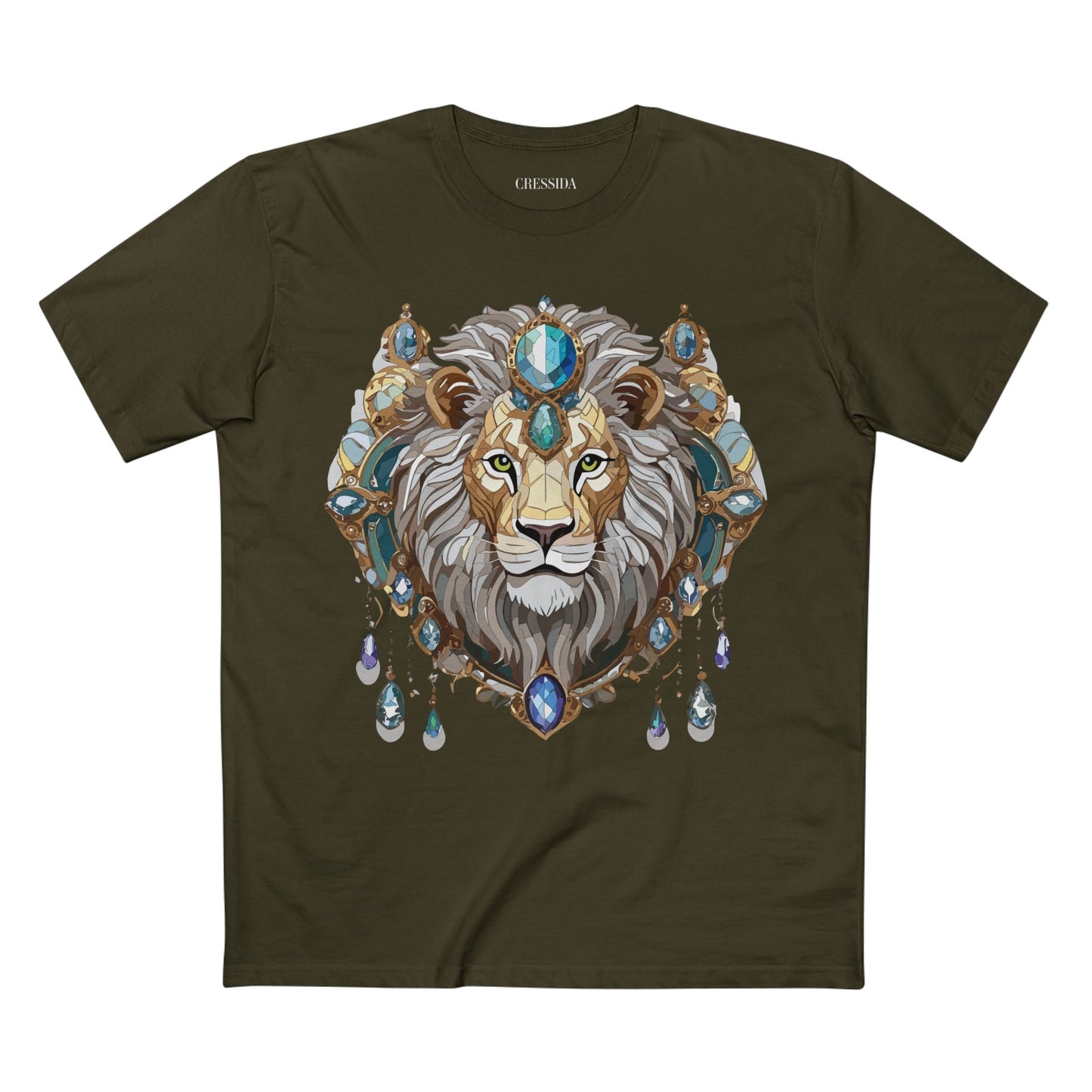 Lion Graphic Unisex 100 Cotton Tee With Unique Animal Golden Medallion Art Design 61