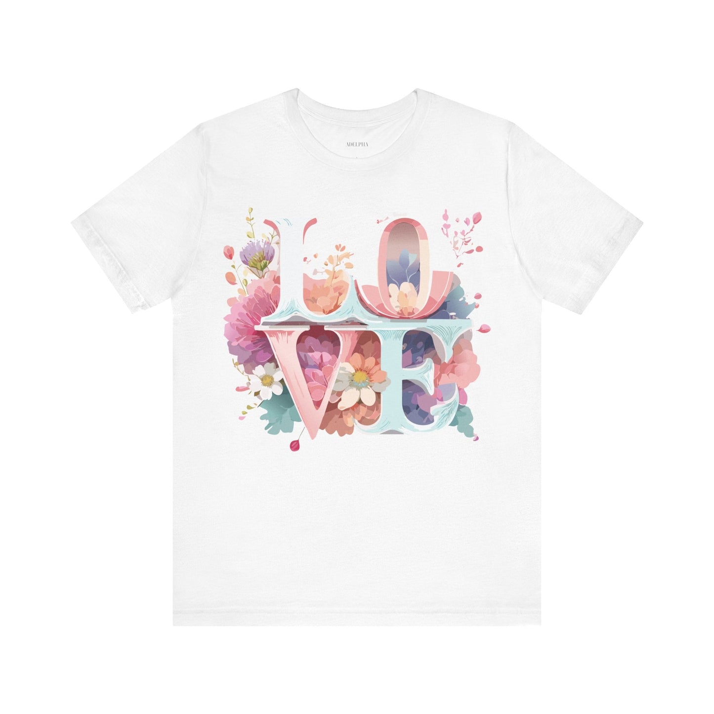 Valentine Day Graphic Unisex 100 Cotton Vintage Artwork with Love and Flower Design Tee 59