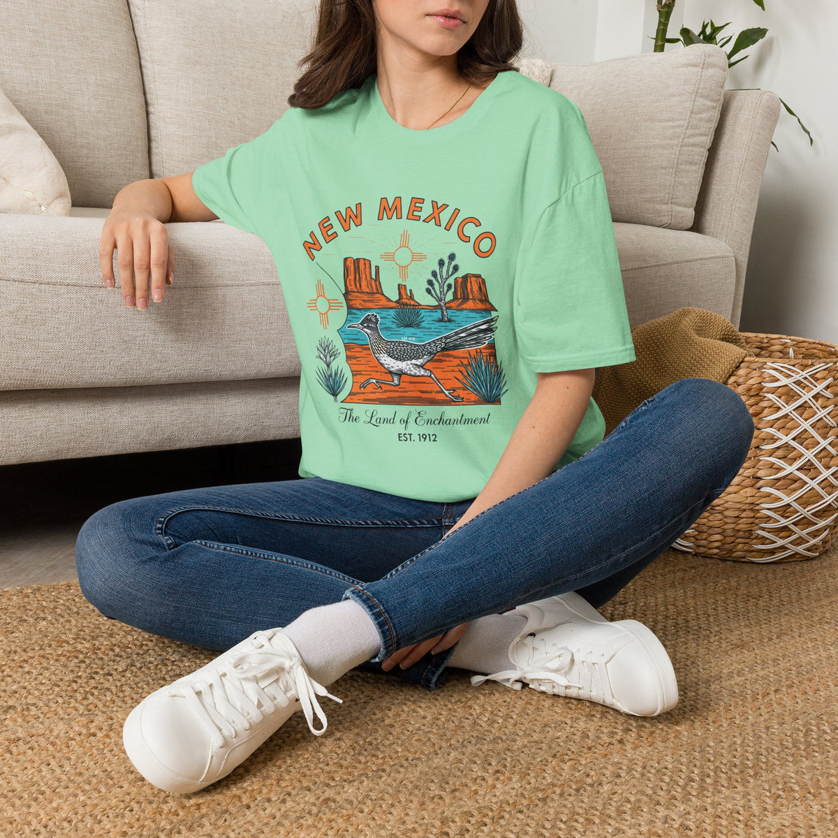 New Mexico Desertscape T-Shirt — The Land of Enchantment Travel Tourist Graphic Design Unisex 100 Cotton Gildan T-Shirt