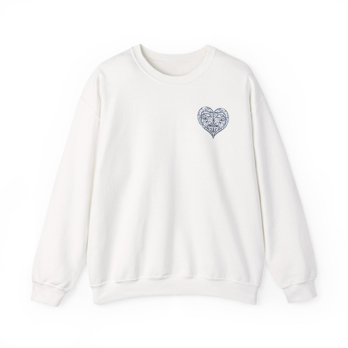 Small Crystal Heart Graphic Valentine's Day Sweatshirt Unisex 50/50 Cotton-Poly Sweatshirt w76