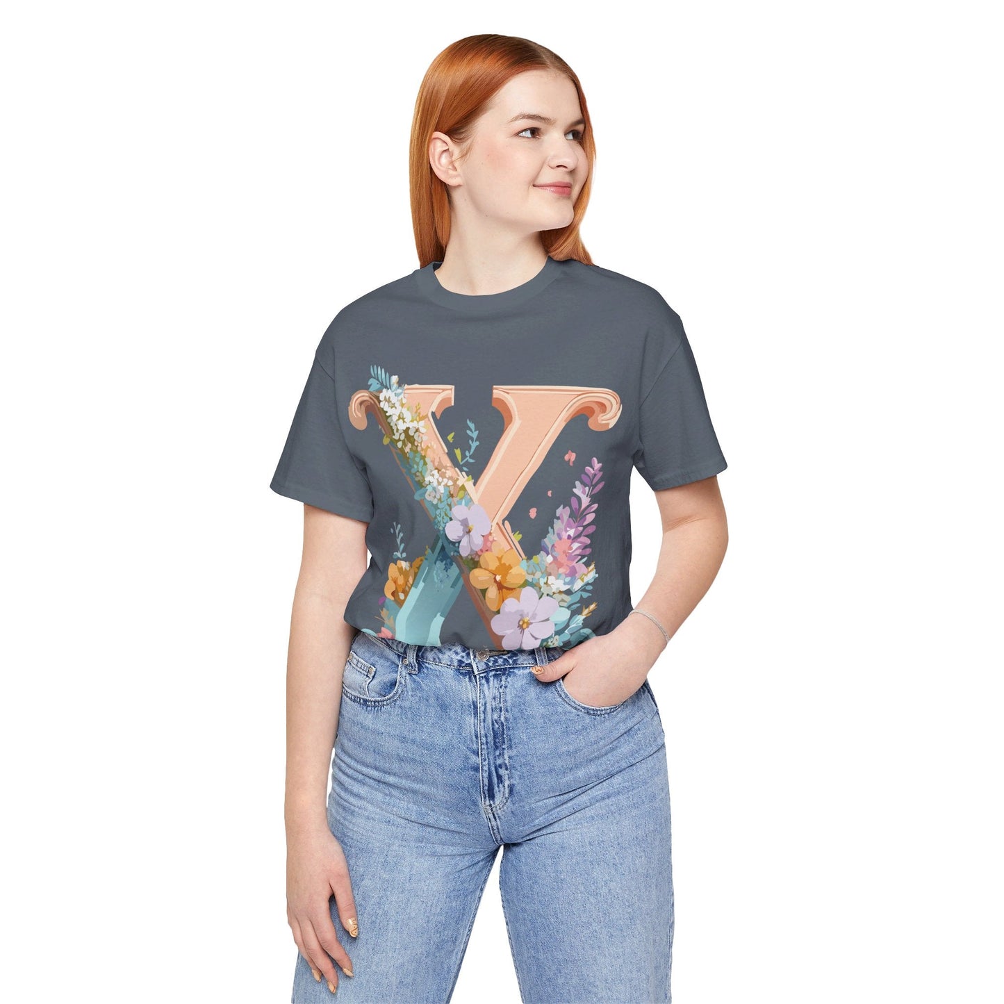 Letter X Shirt Graphic Tee Unisex Short Sleeve Vintage Inspired Adelpha Art Design