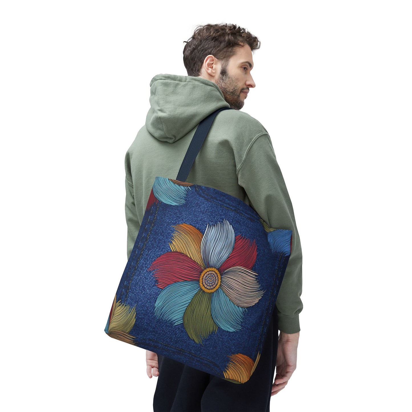 Denim Fabric Imitation Print Unisex Canvas Bag Poly Spun 3 Sizes Tote Bag 175