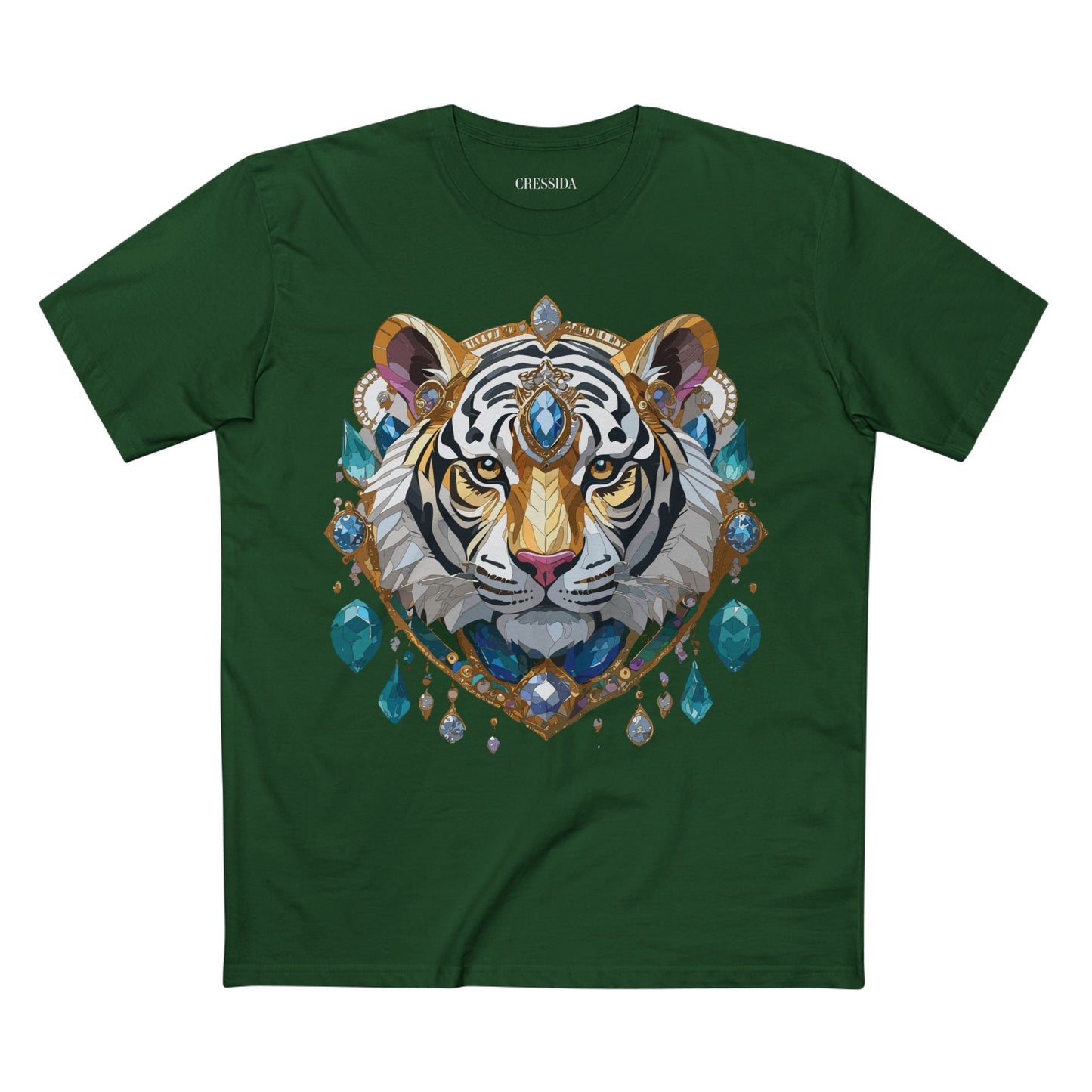 Tiger Graphic Unisex 100 Cotton Tee With Unique Animal Golden Medallion Art Design 53