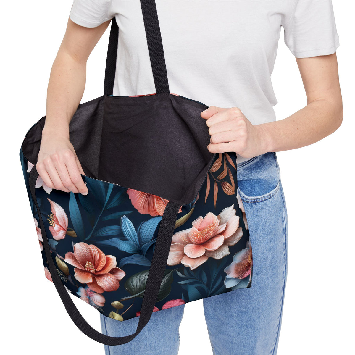 Floral Print Poly Canvas Weekender Bag 13