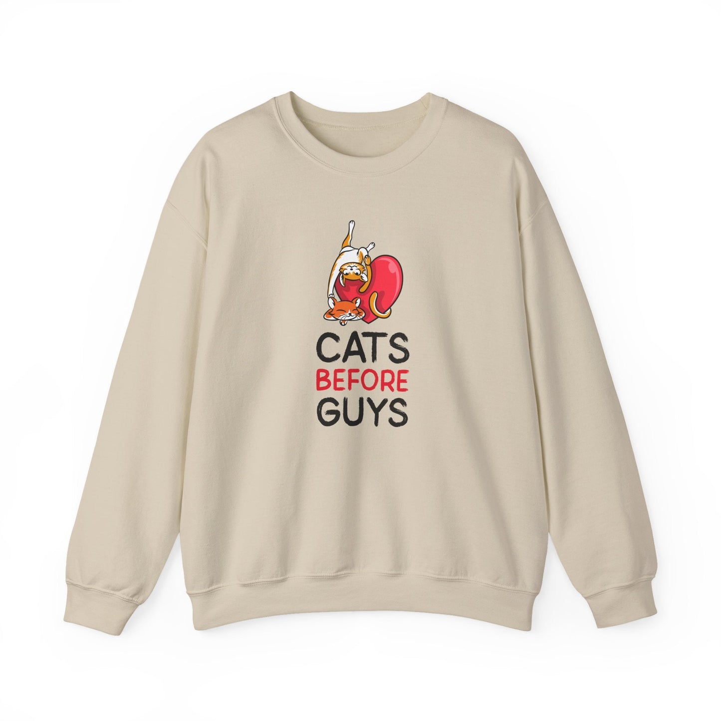Cat Heart Sweatshirt Unisex Valentines Day 50 50 Cotton Poly Heavy Blend Crewneck Sweatshirt