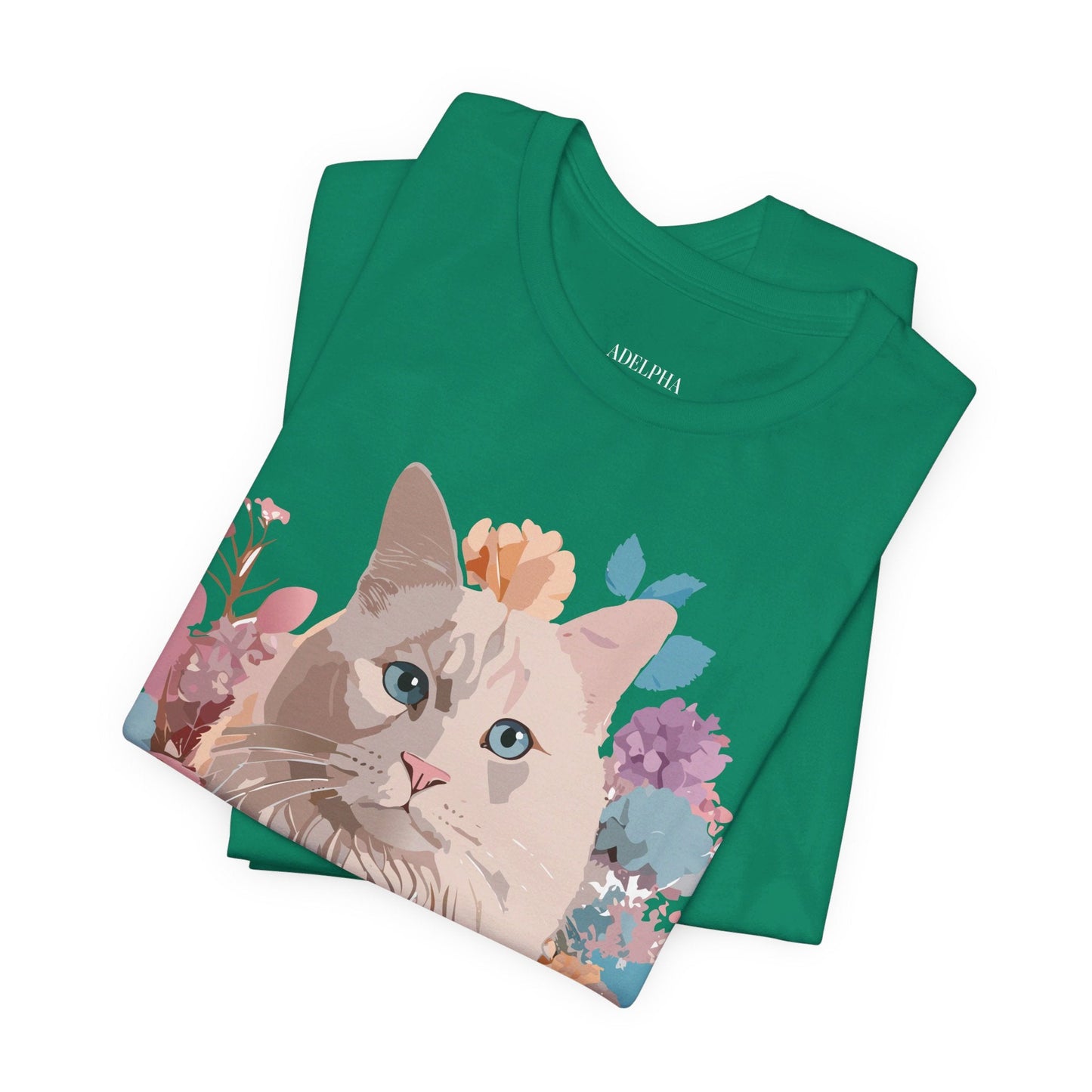 Cat Graphic Tee Unisex Short Sleeve Shirt By Adelpha Vintage Art Design
