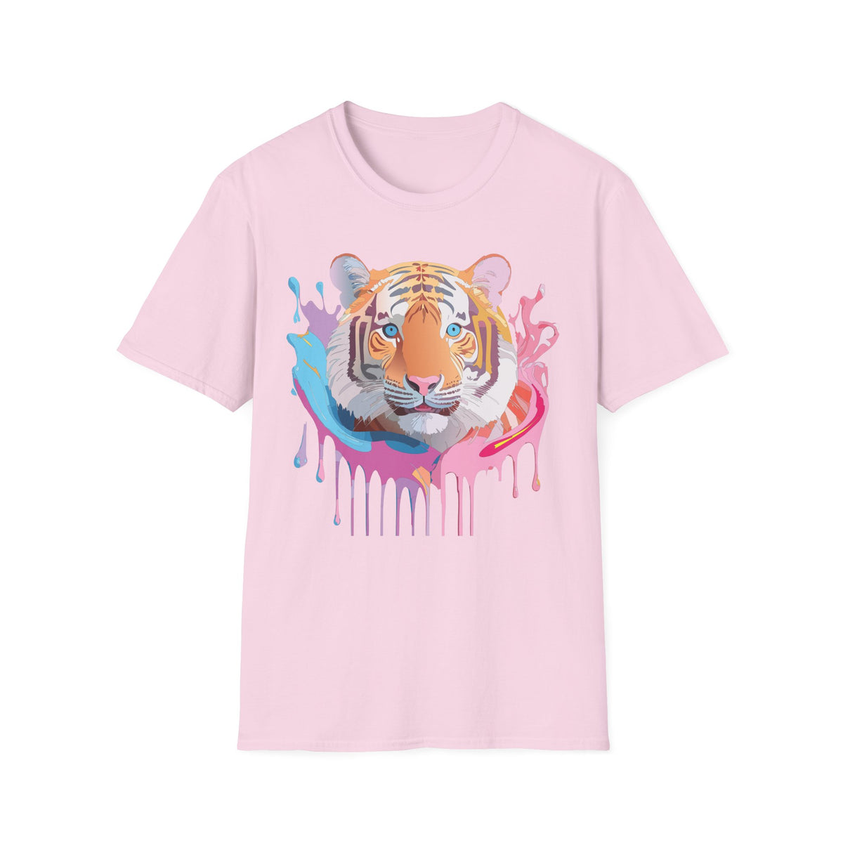 Colorful Tiger Face T-Shirt | Watercolor Drip Animal Graphic