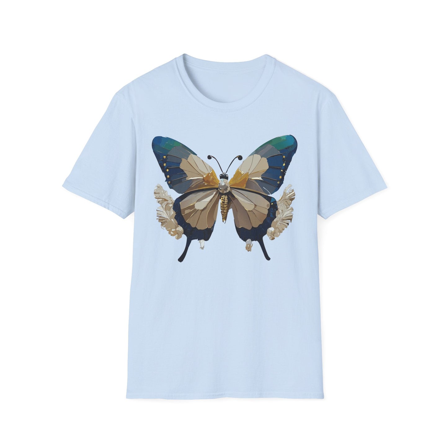 Butterfly Themed Unisex T Shirt With Monarch Design Gildan Softstyle 64000 Premium Ring Spun Cotton