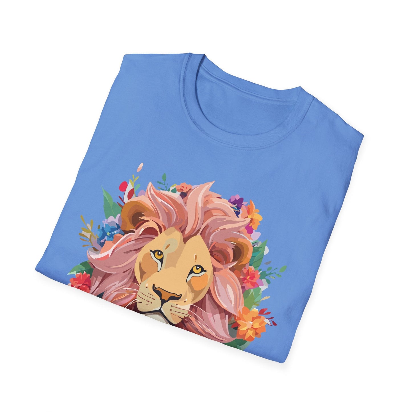 Lion Shirt Unisex Floral Lion Tee Animal Print Softstyle Tee