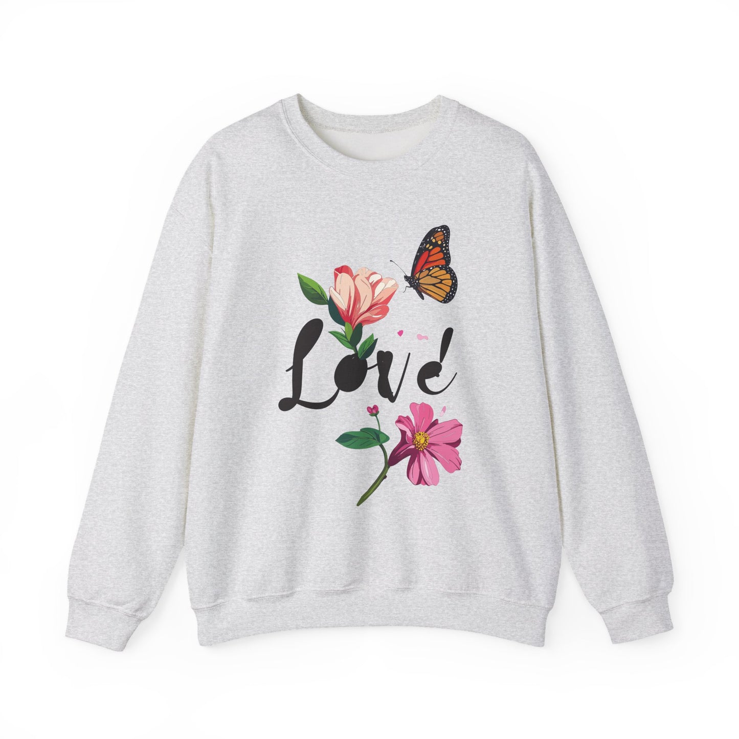 Floral Love Sweatshirt, Floral Butterfly Sweatshirt, Love Sweatshirt, Valentine's Day Sweatshirt, Floral Sweatshirt 120