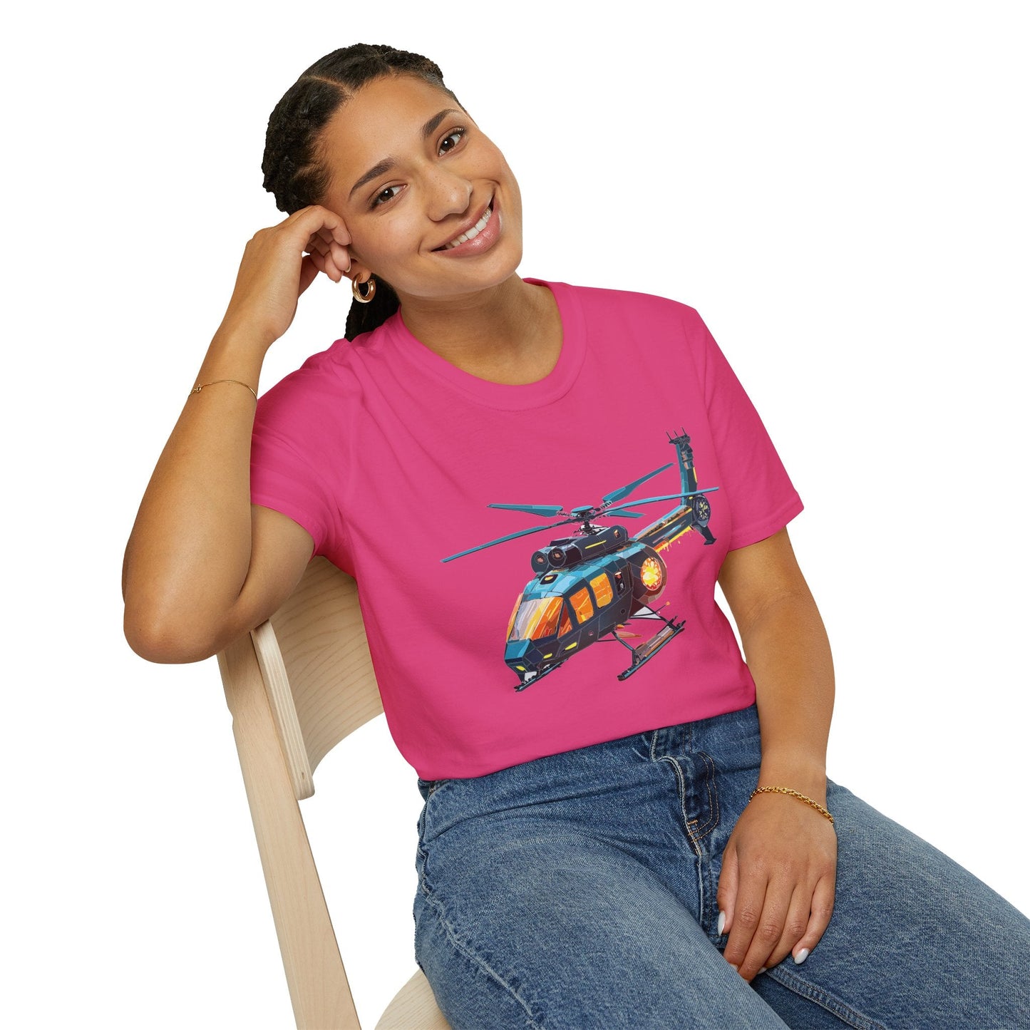 Chopper Helicopter Graphic Unisex Cotton Softstyle Short Sleeve Tee 1