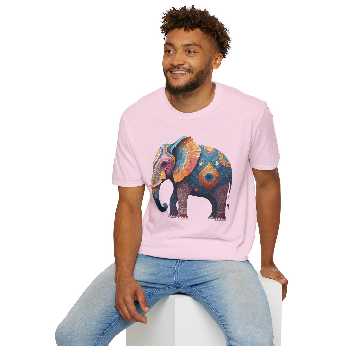 Elephant T Shirt Unisex Gildan Softstyle 64000 Tee With Animal Elephant Graphic Artwork