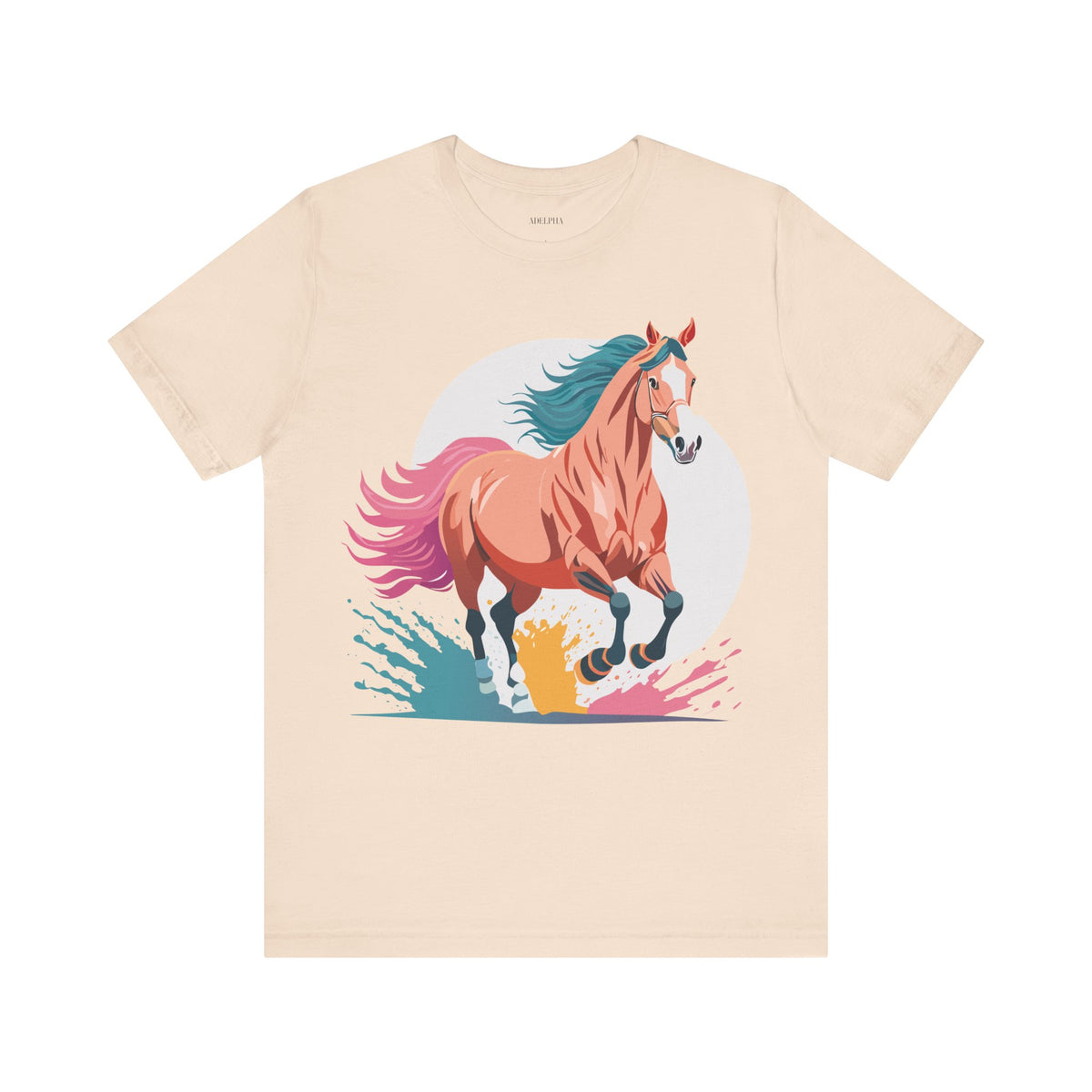 Horse Graphic Unisex Cotton Bella+Canvas Tee with Art Animal Design e307