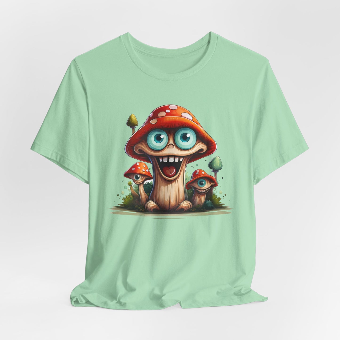 Cute Mushroom Graphic Tee, Fun Cartoon Shirt, Funny Mushroom Shirt, Cute Cartoon Tees, Graphic T-Shirt, Art Design T-Shirt