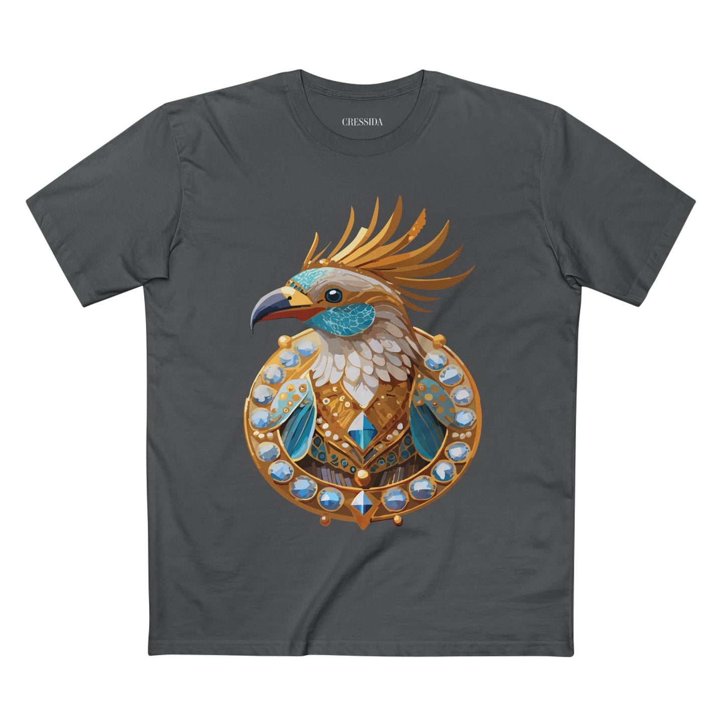 Bird Graphic Unisex 100 Cotton Tee With Unique Animal Golden Medallion Art Design 23